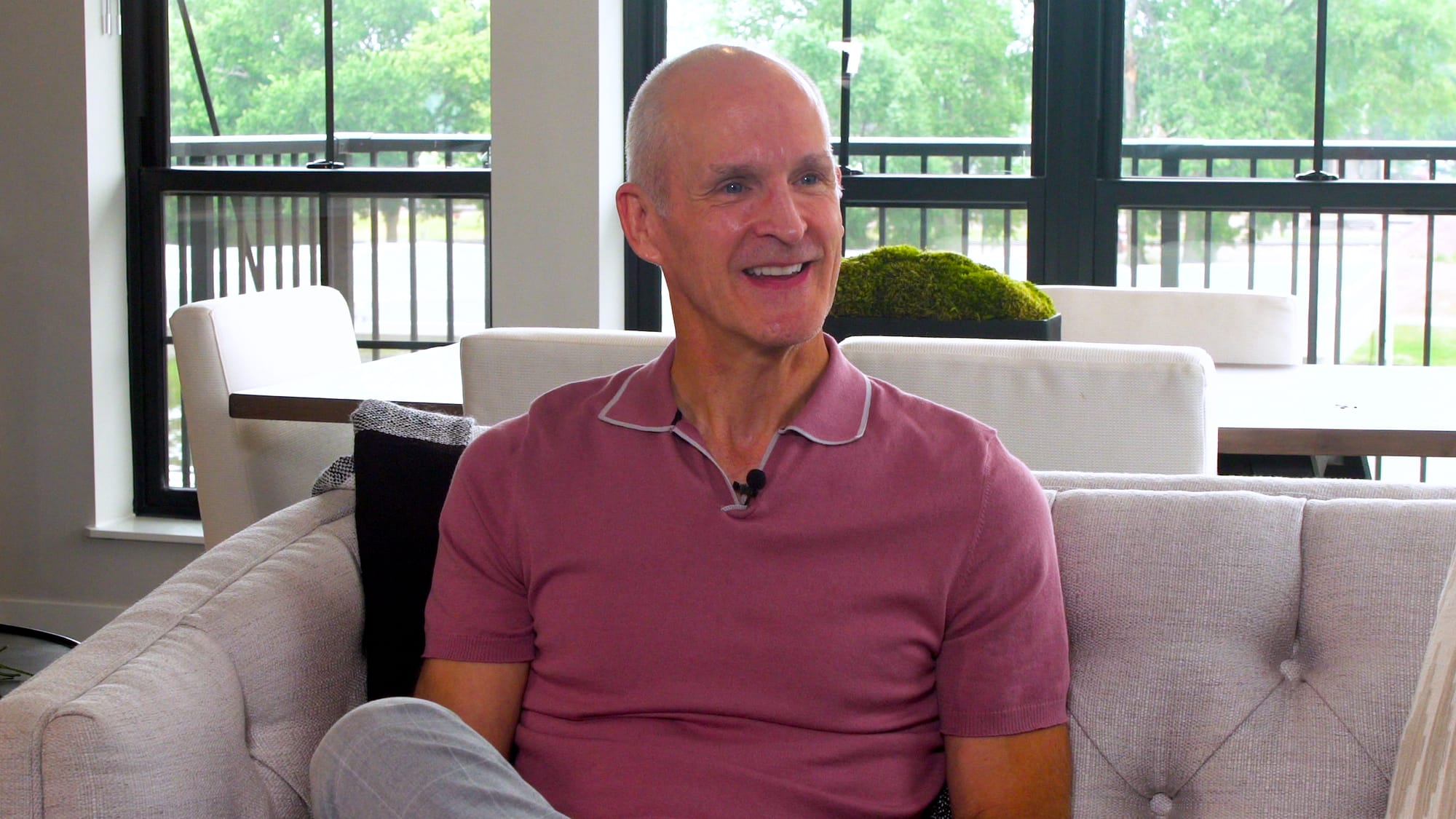 South Dakota's Secretary of Tourism Jim Hagen sits on a couch during an interview