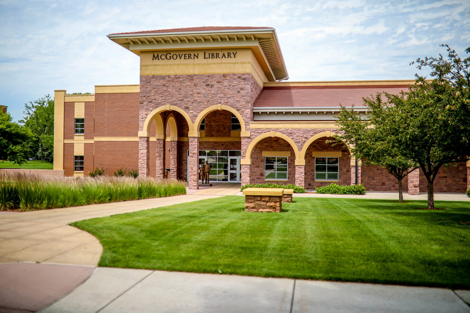 The exterior of the McGovern library on the Dakota Wesleyan University campus in Mitchell