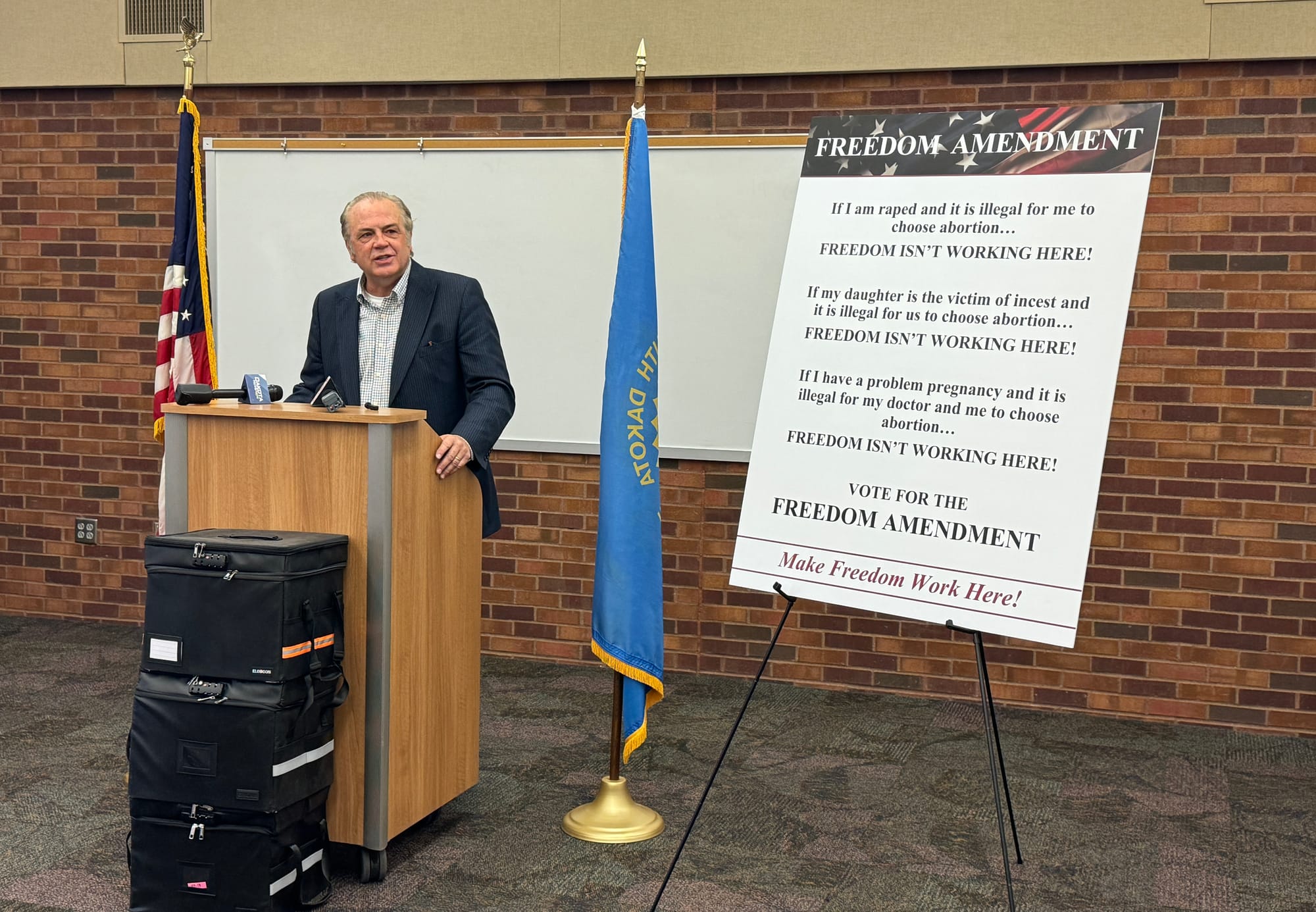 Dakotans for Health co-founder Rick Weiland speaks at a press conference May 1, 2024, in Sioux Falls, S.D. 