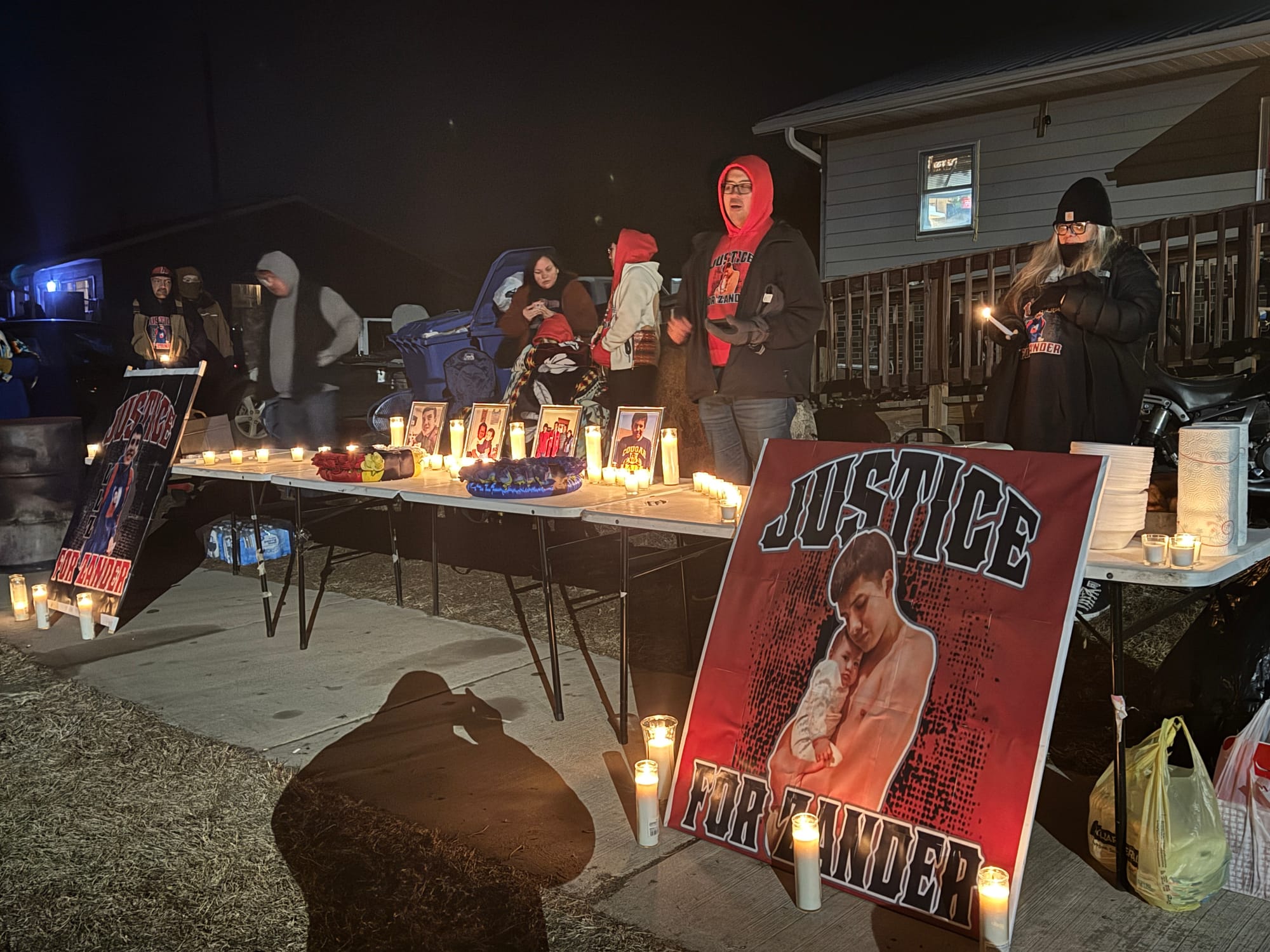 Zane Zephier of Harrisburg, S.D., speaks about his late brother, Zander, during a candlelight vigil held Dec. 11, 2024