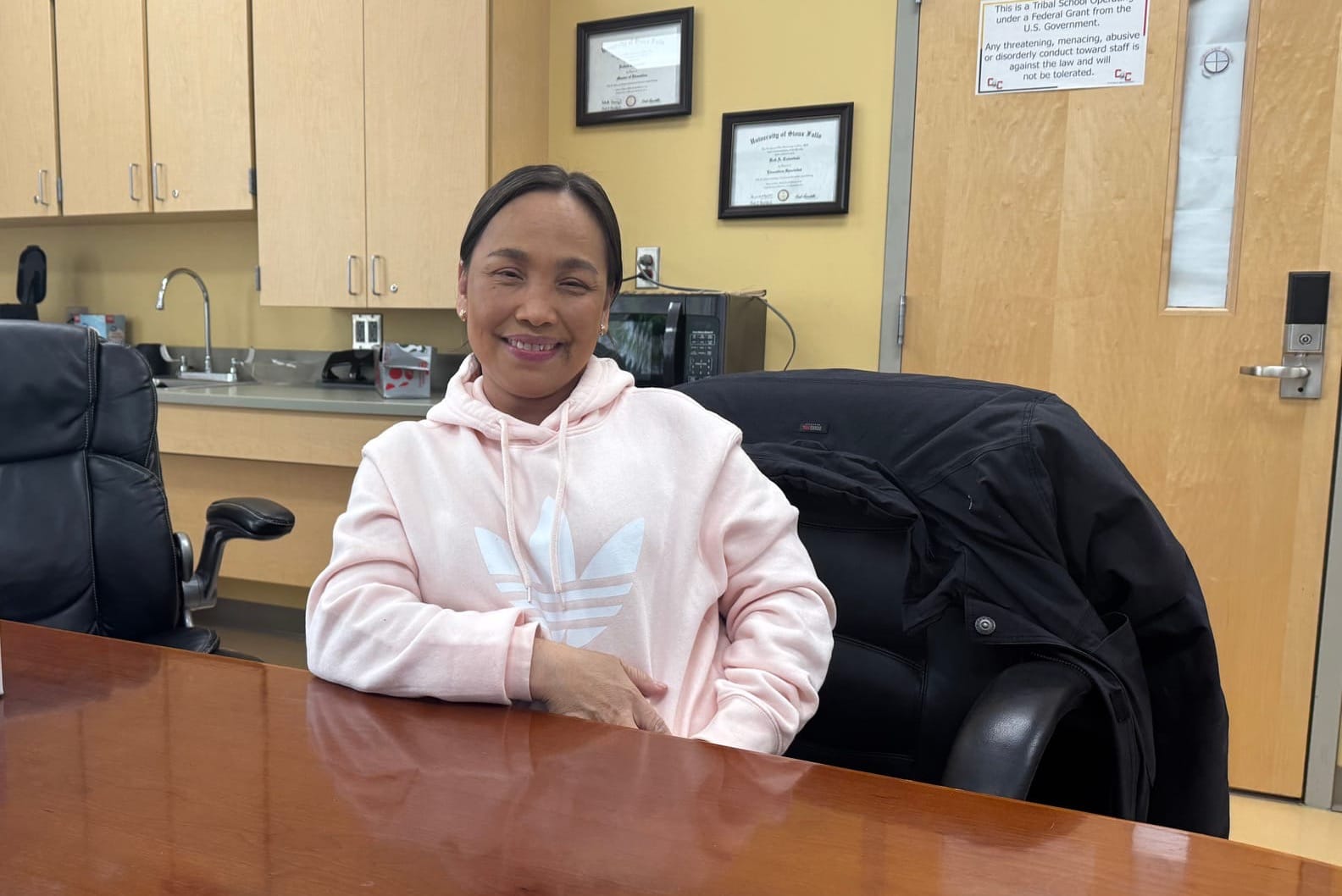 Philippine native Madgelie Camba, shown at Crow Creek Tribal School in Stephan, S.D., on Feb. 7, 2025, is one of a growing number of international educators