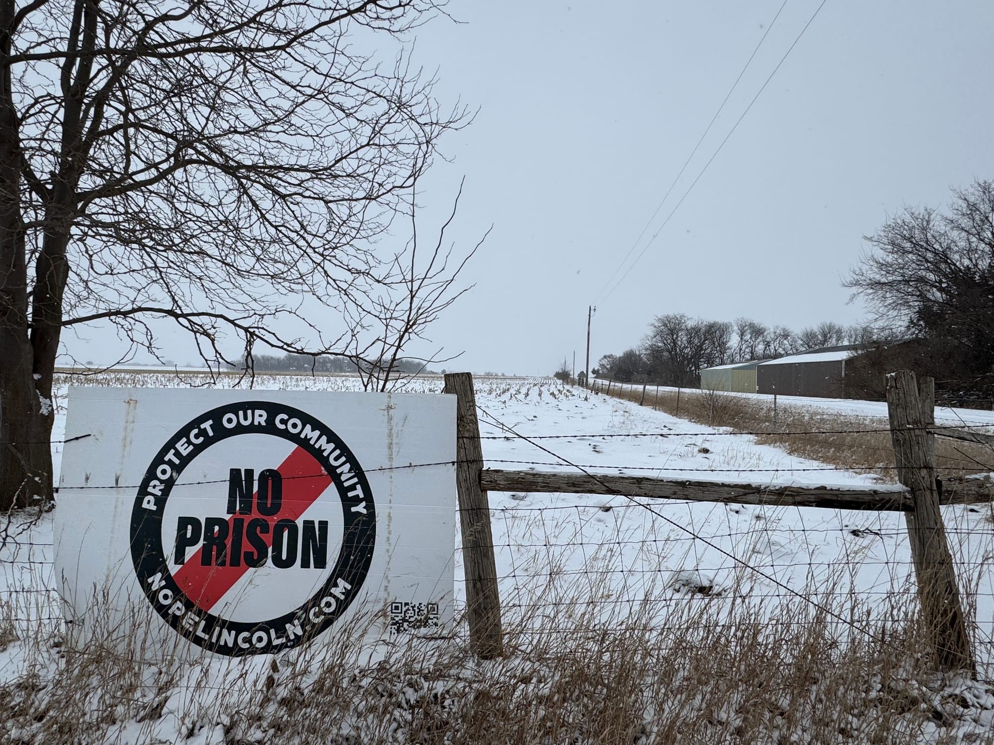 A sign protesting the site of the proposed prison in Lincoln County, South Dakota