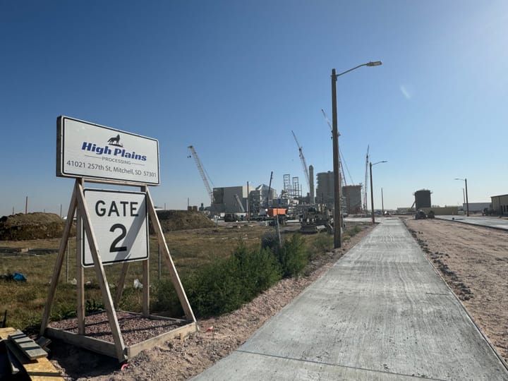 The $500 million High Plains Processing grain plant under construction south of Mitchell, S.D.,